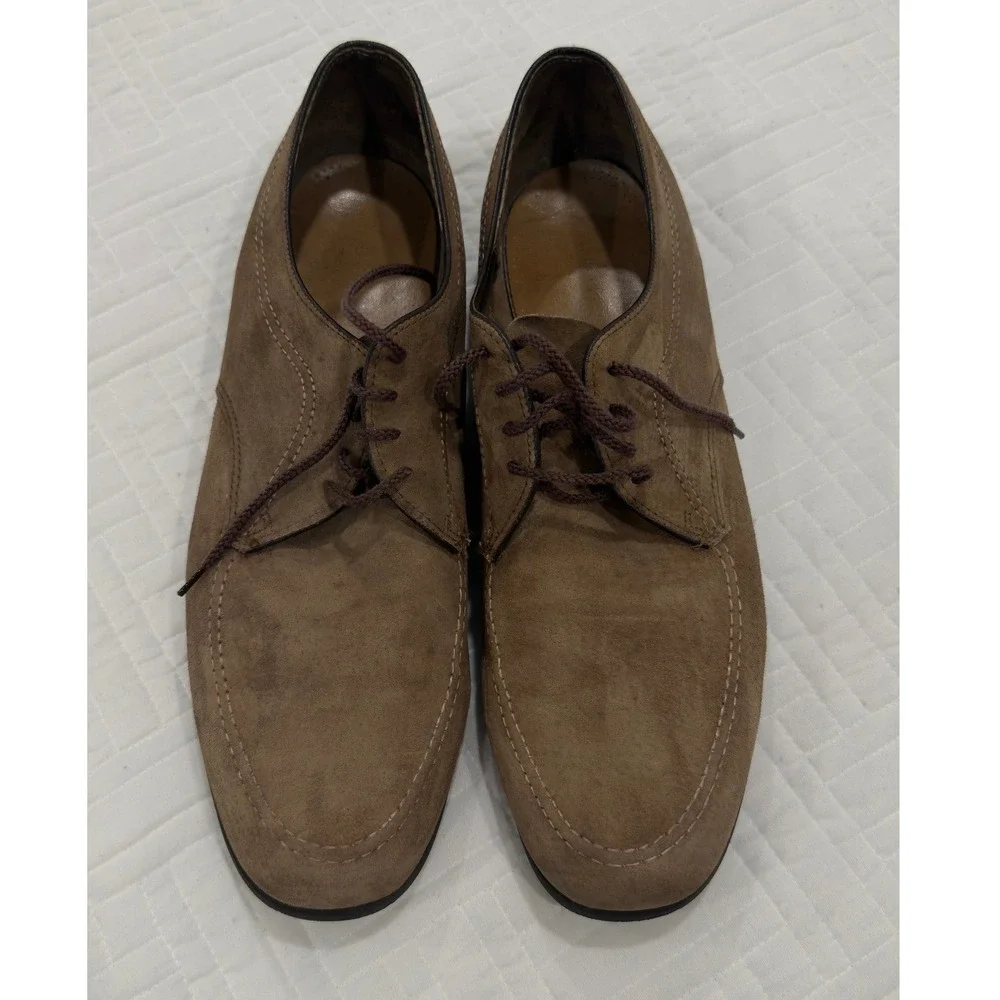 Hush Puppies Mens Brown Suede Derby Shoes Lace Up Moc Toe Size 13